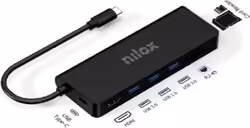 Docking Station NILOX 8 en 1 USB-C Negro (NXDSUSBC04) | Hay 4 unidades en almacén | Entrega a domicilio en Canarias en 24/48 horas laborables