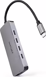 Hub Nanocable Usb-c A 4xusb-c Dp 100w Gris (10.16.4505) | 19,00 euros