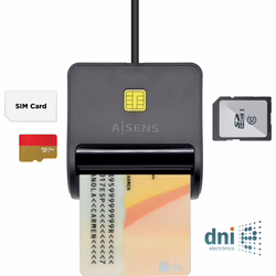 Lector Tarjetas AISENS DNIe USB 2.0 (ASCR-SN02SD-BK) | Hay 3 unidades en almacén | Entrega a domicilio en Canarias en 24/48 horas laborables