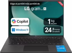 LG Gram i5 16Gb 512SSD 14`` W11P Negro (14Z90RU-G.AP55B) | Hay 3 unidades en almacén | Entrega a domicilio en Canarias en 24/48 horas laborables