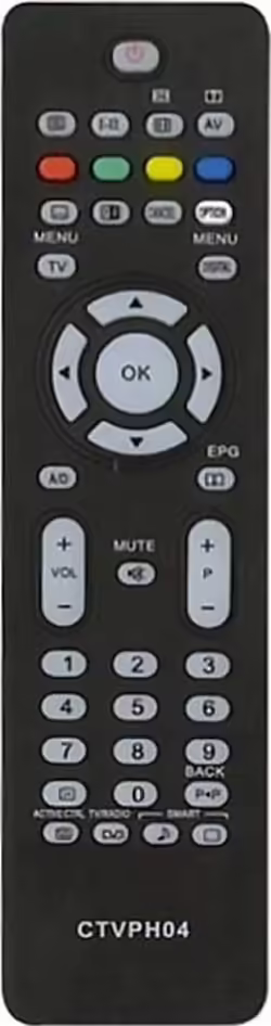 Mando para TV compatible con Philips (CTVPH04) | 02ACCOEMCTVPH04 | Hay 1 unidades en almacén | Entrega a domicilio en Canarias en 24/48 horas laborables
