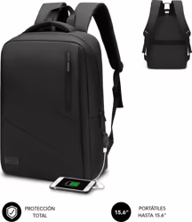 Mochila SUBBLIM City 15.6`` USB Negra (SUB-BP-2BL2002) | Hay 2 unidades en almacén