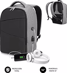 Mochila Subblim Secure V2 Ap 15.6`` Gris (SUBBP-3SA1100) | 8436586742133 | 22,99 euros