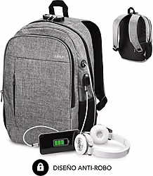 Mochila Subblim Urban Lock 16`` Usb Gris(SUB-BP-1UL0001) | 8436586741167 | 15,99 euros