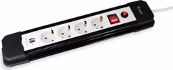 Regleta EQUIP 4xSchuko 2xUSB Interruptor (EQ245553) | Hay 4 unidades en almacén | Entrega a domicilio en Canarias en 24/48 horas laborables