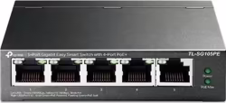 Switch TP-Link 5xRJ45 GbE PoE+ 65W Negro (TL-SG105PE) | Hay 9 unidades en almacén | Entrega a domicilio en Canarias en 24/48 horas laborables