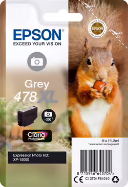 Tinta Epson 478XL Claria Photo HD Gris (C13T04F64010) | Hay 1 unidades en almacén | Entrega a domicilio en Canarias en 24/48 horas laborables