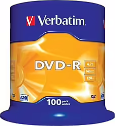 100 Unidades Dvd-r Verbatim Advanced Azo 16x 4.7gb Tarrina 43549 | 0023942435495 | 58,00 euros
