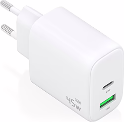 Aisens Cargador Gan 45w, 1xusb-c Pd3.0 Qc4.0, 1xusb-a Qc3.0, Blan | A110-0971 | 8435739903919