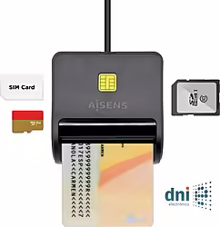 Aisens Lector De Tarjeta Inteligente Dni Con Lector De Tarjetas S | ASCR-SN02SD-BK | 8436574706109