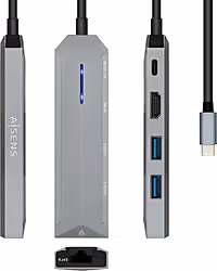 Aisens Usb-c Dock 5 En 1, Usb-c A 1xhdmi, 1xrj45, 2xusb, 1xpd, Gr | ASUC-5P003-GR | 8436574707595