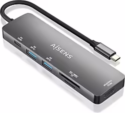 Aisens Usb-c Dock 6 En 1, Usb-c A 1xhdmi, 2xusb-a, 1xusb-c Pd 100 | ASUC-6P016-GR | 8436574709964