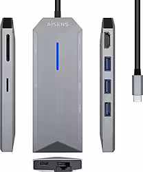 Aisens Usb-c Dock 8 En 1, Usb-c A 1xhdmi, 1xrj45, 3xusb, 1xpd, 1x | ASUC-8P004-GR | 8436574707601