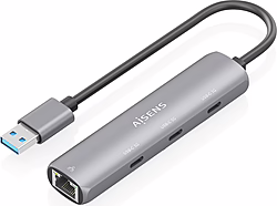 Aisens Usb3.0 Dock Usb-a A Ethernet Gigabit + Hub 3xusb-c, Gris,  | ASUC-4P037-GR | 8435739903995