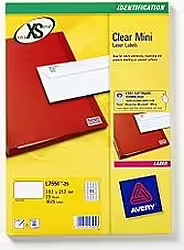 Avery L7551-25 Etiqueta De Impresora 38.1x 21.2mm Transparente | 5014702005206 | 38,99 euros