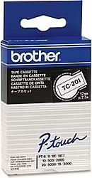 Brother Cinta Tc Para Impresora De Etiquetas Negro Sobre Blanco | TC201 | 4977766050524
