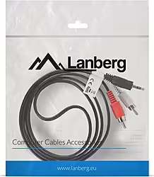 Cable Lanberg Audio Estereo Mini Jack 3.5mm Macho A 2x Rca 1.5m N | CA-MJRC-10CC-0015-BK