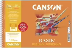 Canson Basik Bloc De Dibujo Espiral 20 Hojas A4+ 130g - Con Recua | C400110485 | 3148950025289