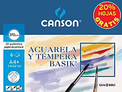 Canson Minipack De 6 Hojas Acuarela Basik 24x32 370g - 20% Hojas  | C400110488 | 3148950025463