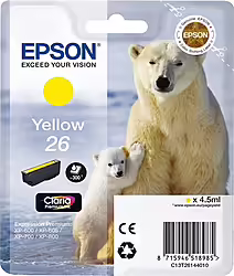 Cartucho Epson 26 Amarillo C13t26144012 | 8715946625621 | 13,99 euros