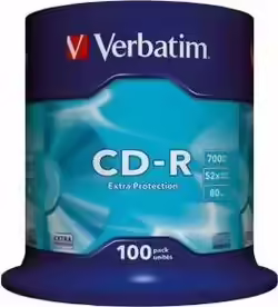 Cd-r Verbatim 100 Unidades 700mb 48x 43411 | 5060138434110 | 38,99 euros