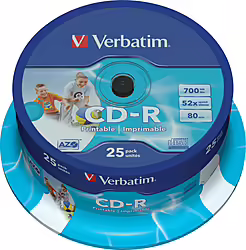 Cd-r Verbatim 25 Unidades 700mb 52x 43439 | 0023942434399 | 10,99 euros