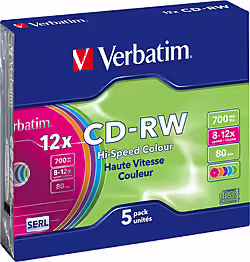 Cd-rw Verbatim 700mb 12x Varios Colores (5 UNIDADES) 43167 | 0023942431671 | 7,99 euros