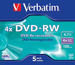 Dvd-rw Verbatim 5 Unidades 4.7gb 4x 43285 | 0023942432852 | 7,99 euros