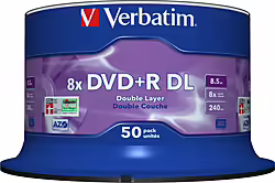 Dvd Verbatim Dvd+r Double Layer 8x Matt Silver 50pk Spindle 8,5 G | 43758 | 0023942437581