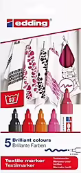 Edding 4500 5s-999 Estuche 5 Marcadores Textiles Punta Redonda Re | 4500/5S-999 | 4057305013101
