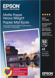 Epson Matte Paper Heavy Weight, Din A3, 167 G M², 50 Hojas | C13S041261 | 0010343818484