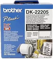 ETIQUETA IMPRESORA BROTHER DK-22205 62X30MM 1 UNIDAD BLANCA DK22205 | Hay 5 unidades en almacén