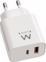 Ewent Cargador Rápido Gan De 20w Usb-c Pd Y Usb-a Qc, Dise | EW1318 | 8052101435412