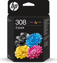 HP 308 Paquete de 2 Cartuchos de Tinta Original negra/tricol | 6L6S6UE | 0196786390142 | Hay 288 unidades en almacén