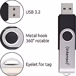Intenso Memoria Usb Office Line, 256 Gb, Usb-a, 3.2 Gen 1x1, Negr | 3543492 | 4034303036424