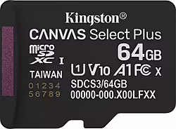 Kingston Technology 64gb Micsdxc Canvas Select Plus Gen3 100r A1  | SDCS3/64GBSP | 0740617348439