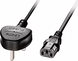 Lindy 30434 Cable De Transmisión Negro 3 M Enchufe Tipo G  | LINDY30434 | 4002888304344