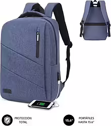 Mochila Subblim City Backpack Para Portatiles 15.6p Puerto Usb Az | SUB-BP-2BL2001 | 8436586741587