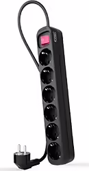 Nanocable Regleta Con Interruptor 6 Tomas De Corriente Negro | 10.37.0006-BK | 8433281010192