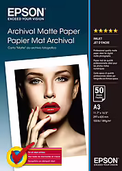 Papel Epson Archival Matte Paper, Din A3, 189 G M², 50 Hojas  | C13S041344 | 0010343830097