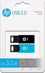 Pendrive Hp 32gb Usb2.0 V212 Twin Negro Azul Pack 2 Unidades | HPFD212-32-TWIN | 4712847098534