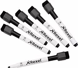 Rexel Rotuladores Borrado En Seco Magnéticos Negros (6) | 5028252603485 | 5,49 euros