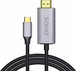 Savio Usb-c To Hdmi 2.0b Cable 2m Silver   Black Gold Tips Cl-171 | SAVKABELCL-171 | 5901986047674