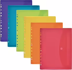 Sobre Polipropileno A4 Multitaladro Cierre Velcro 6 Colores Surti | 400113412 | 3045050377273