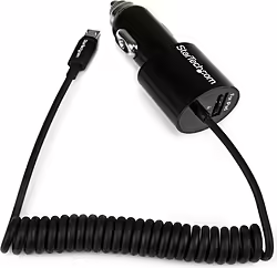 Startech.com Cargador Usb De 2 Puertos Para Coche Con Cable Micro | USBUB2PCARB | 0065030860512