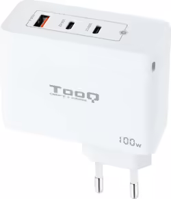 Tooq Cargador De Pared Gan 2xusb-c Pd + Usb-a Qc 100w, Blanco | TQWC-GANQC2PD100W | 8433281013216