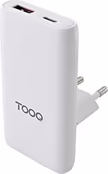 Tooq Cargador De Viaje Tipo C Y Tipo A, Gan 65w, Usb-c Pd + Usb-a | TQWC-GANSL65W1A1C
