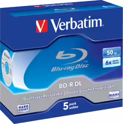 Verbatim Blu-Ray Disc Doble Capa 50GB 6x 5 Pack Jewel Case (43748) | Hay 11 unidades en almacén