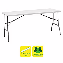 Mesa De Resina Plegable 152x70x74cm 3.5cm Sungarden | 8436049038032 | 37,00 euros