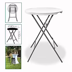 Mesa Plegable Coctel Redonda Blanco 80xh110cm | 8422175148011 | 39,00 euros